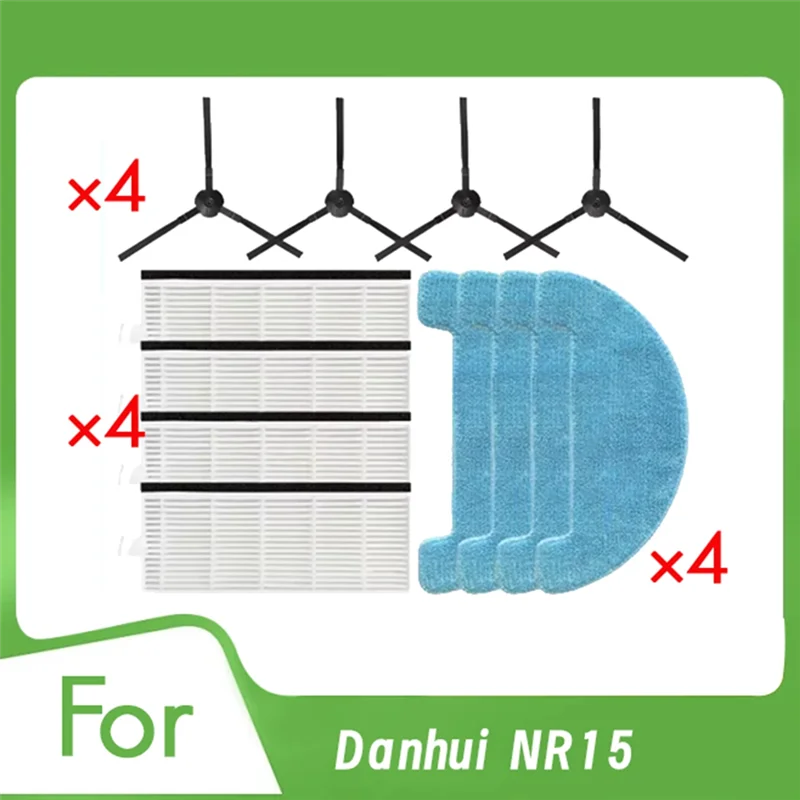 

A22F-Replacement Accessories For Danhui NR15 Vacuum Cleaner-12 Pcs Bundle With Main Brush, Side Brush, Rag, Filter, Cleaner Part