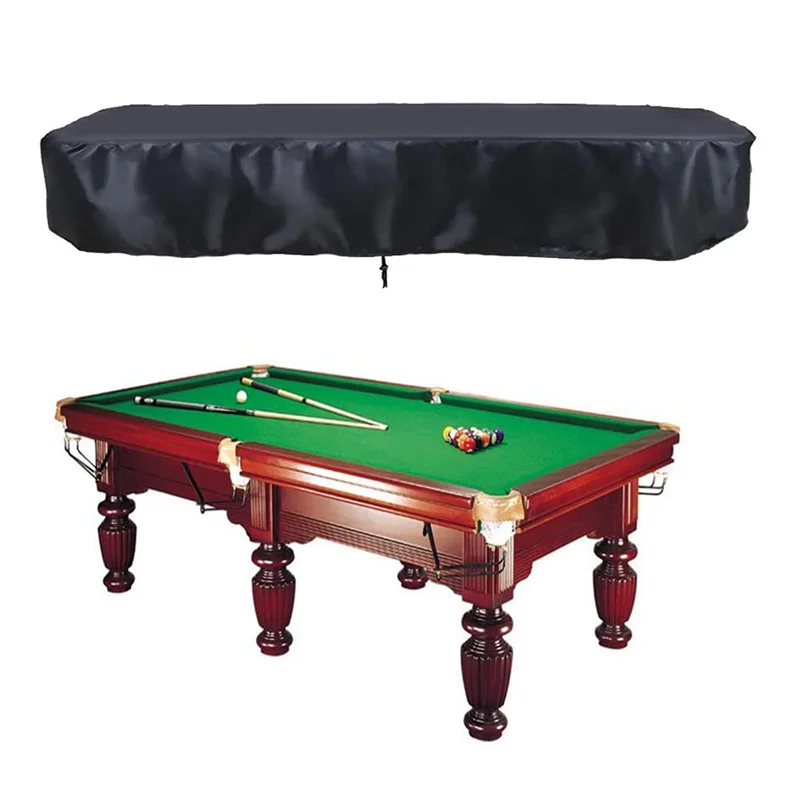 T19C 2X 8Ft Billiard Pool Table Cover With Drawstring Durable Waterproof Table Cover For Rectangle Table, Black
