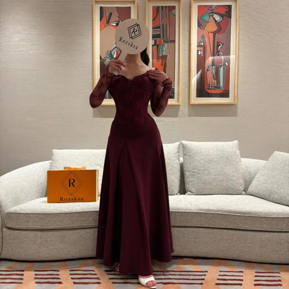 

Customized Exquisite Long Sleeve Evening Dress Charming V-neck Ruffles Prom Dress Mermaid Lace Applique Party Gown فساتين سه