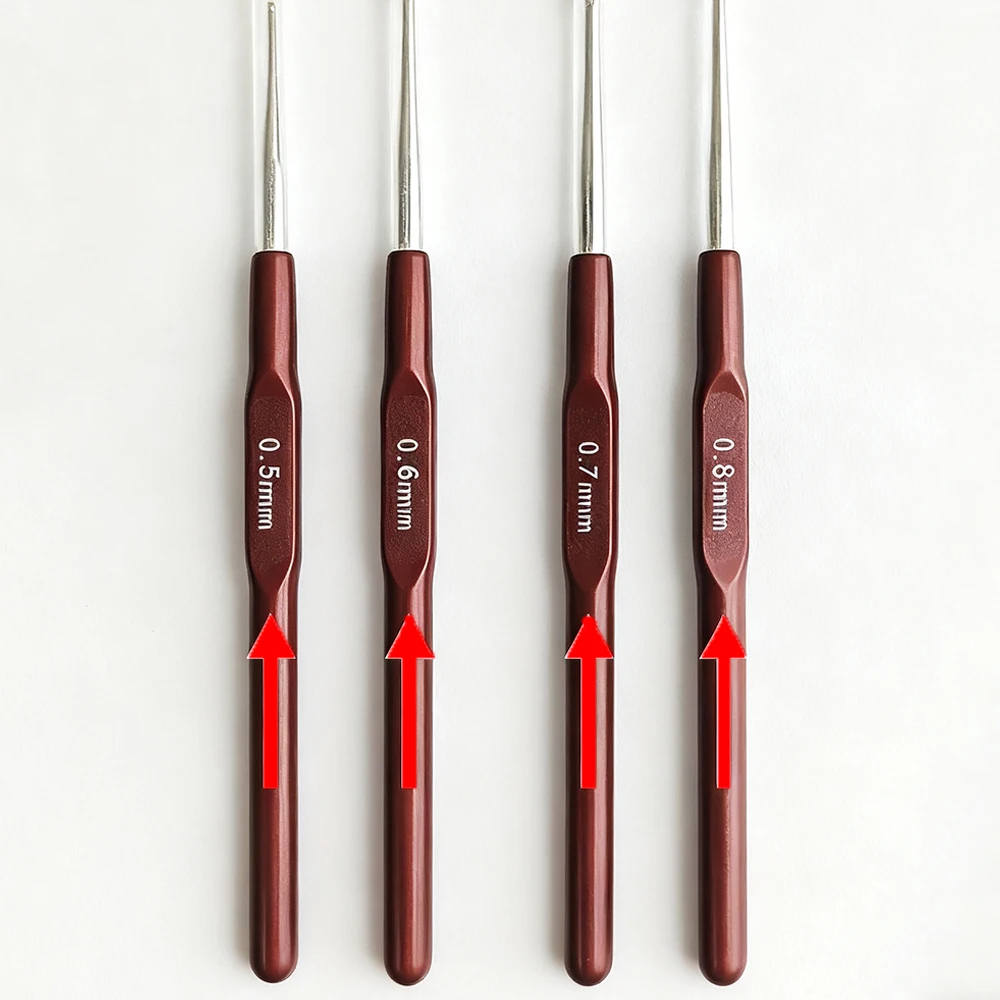 Knitting Hook Needle Dreadlock Hair Tools Metal Plastic Crochet Hooks 0.5Mm 0.6Mm 0.7Mm 0.8Mm Hair Weaving Micro Hook DIY