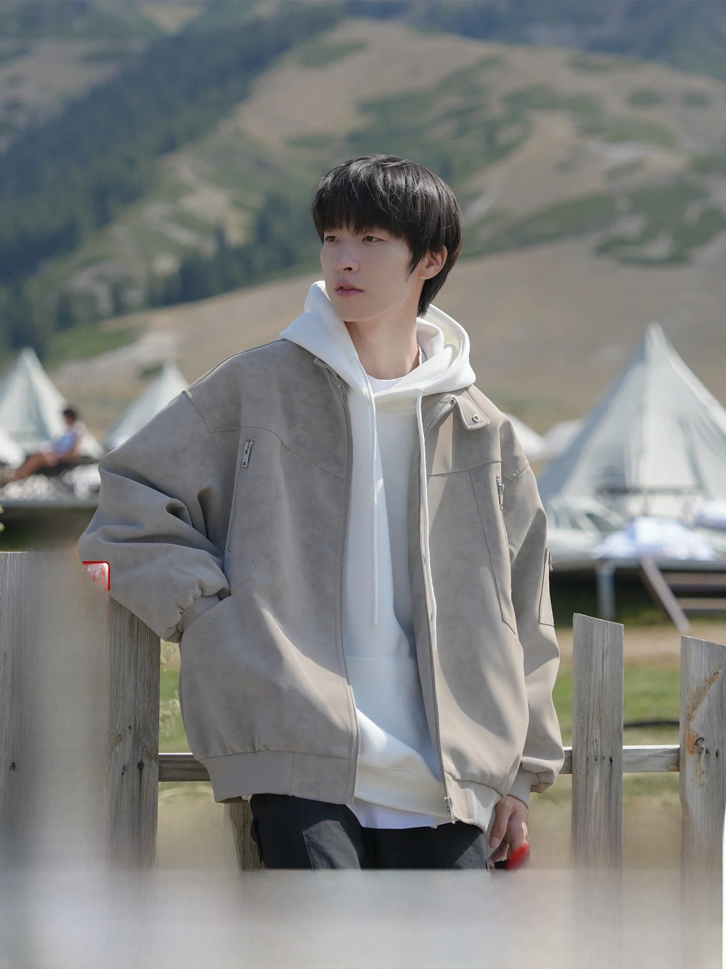 

GOOZI MADE American Sle Thiened Men's Leather Jaet Autumn Winter Cotton Coat Casual Loose Fit Zipper Decoration