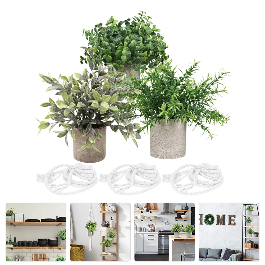 

1 Set Artificial Potted Plants Fake Bonsai Decor For Home Office Desktop Hanging Simulation Plant Ornament Faux Macrame Hanger