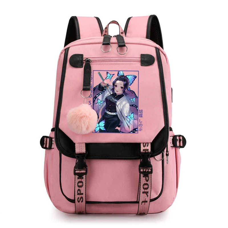 

Hot Anime Kochou Shinobu Backpack Student Girls School Bag Women Men Casual Daily Backpack Travel Bag