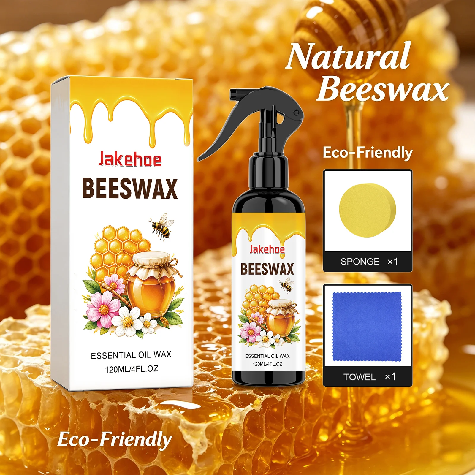 Beeswax Furniture Polishing Spray Remove Scratches Restore Shine Protect Wooden Surfaces Natural Wood Wax Cleaner & Conditioner