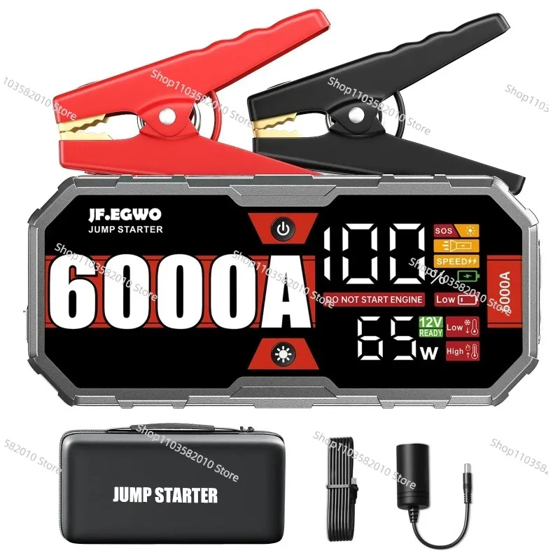 

JFEGWO Car 4000A 6000A Portable Jump Starter With Power Bank Fast Charge PD65W 12V Auto Battery Charger Booster Starting Device