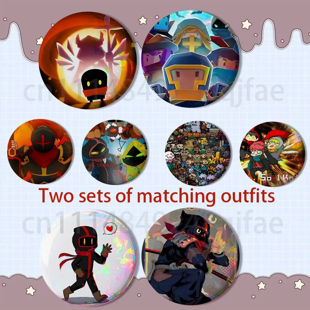 

game Druid Soul Knight 2 piece set Badges On Backpack Jacket Cartoon Round Brooches Acrylic Button Pins Collection Gifts