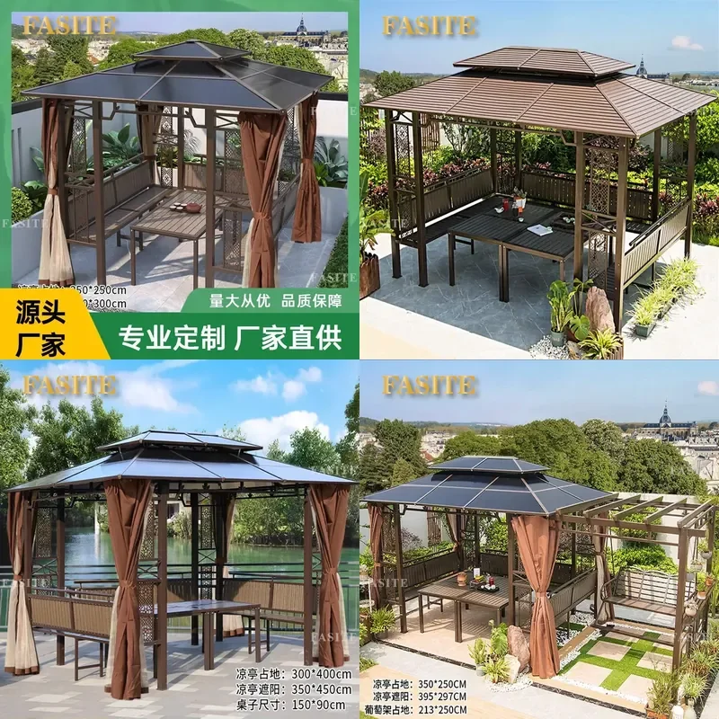 For Outdoor Grape Trellis Pavilion Canopy Villa Pergola Courtyard Awning Garden Terrace Roof Cool Leisure Shade Structure