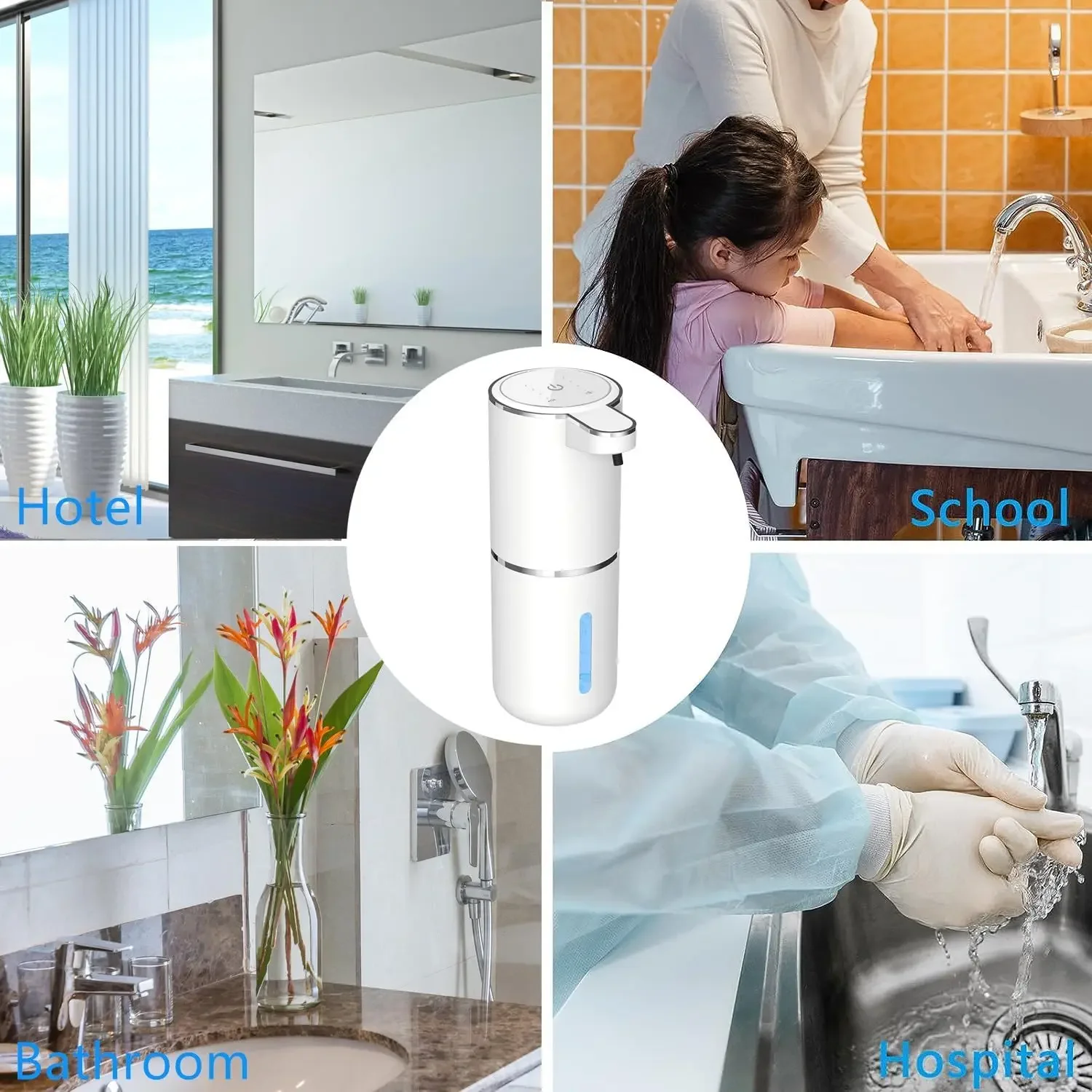 Automatischer Schaumseifenspender, berührungslos, 450 ml, wiederaufladbar über USB, Wandmontage, Sensor-Handseifenspender für Badezimmer und Küche – Detail 6