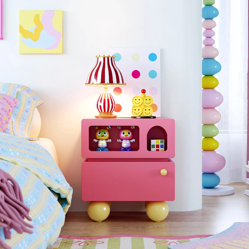 

Dopamine cream wind children's bedside table bedroom household small apartment modern simple light luxury high-end bedside table