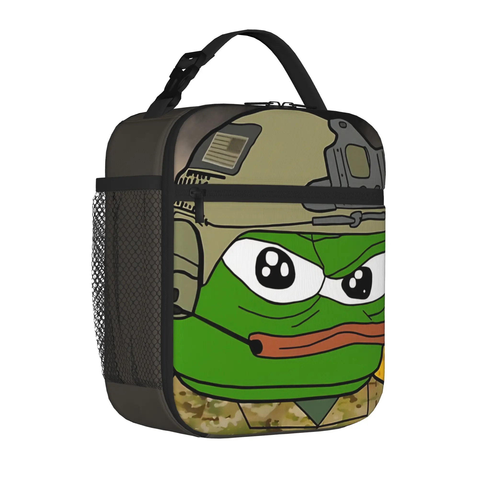 1 Piece Zipper Closure Soldier Storage Bag Pocket Pepe the Frog School Lunch Food Box Reusable For Lunch Food Bag