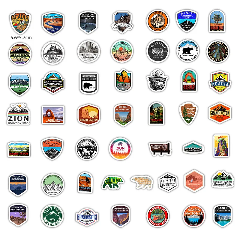 10/30/50pcs/Pack National Park Stickers Waterproof Skateboard Motorcycle Guitar Luggage Laptop Bicycle Sticker Kids Toys