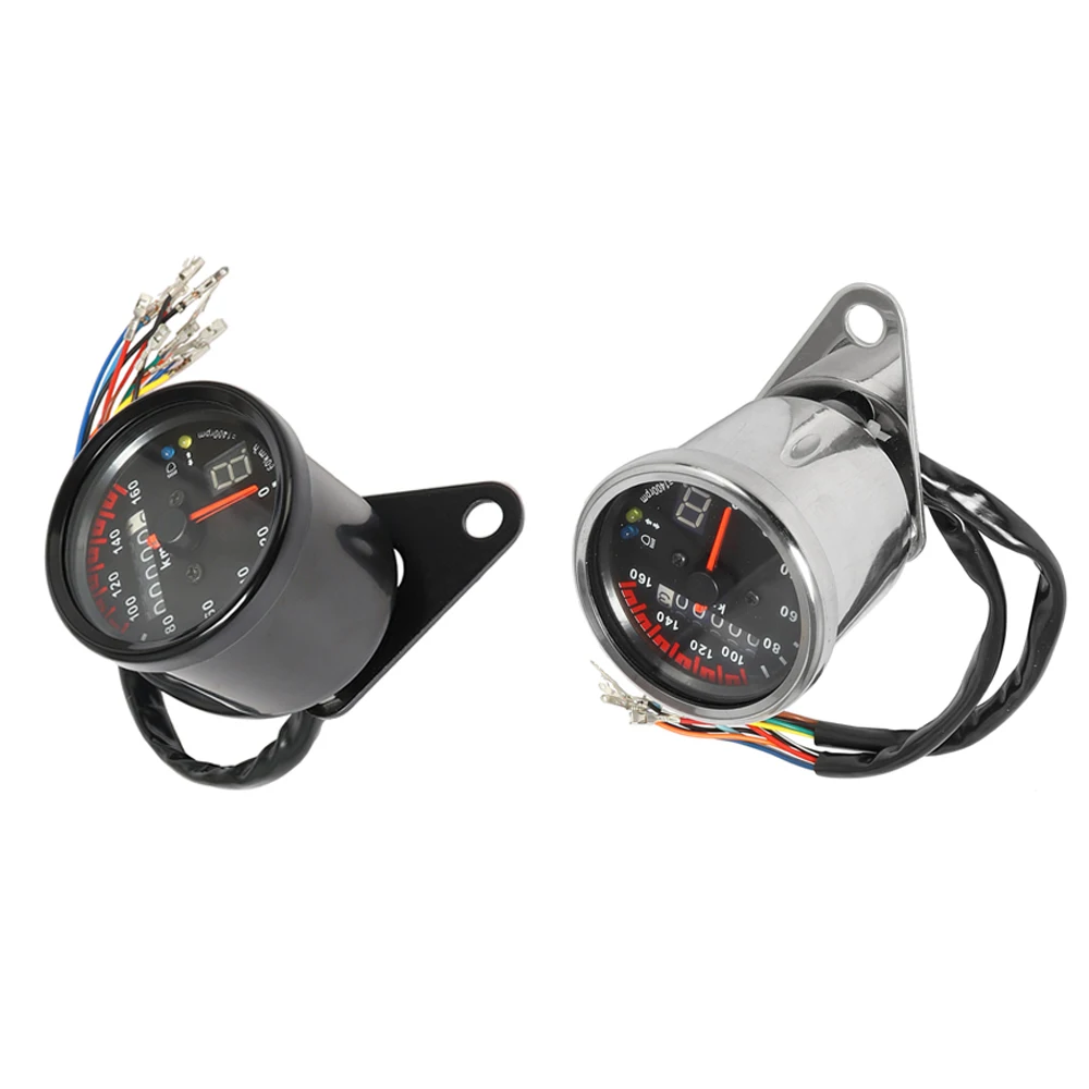 

12V Motorcycle Speedometer Odometer LED Digital Indicator Dual Speed Meter Universal For Cafe Racer