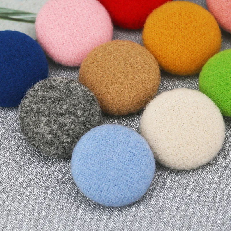 Cashmere Wool Fabric Covered Dome with Metal Loop Buttons, Coat, Sweater, DIY, 15/18/20/23/25/28/30/32/34/38mm 10Pcs per Bag