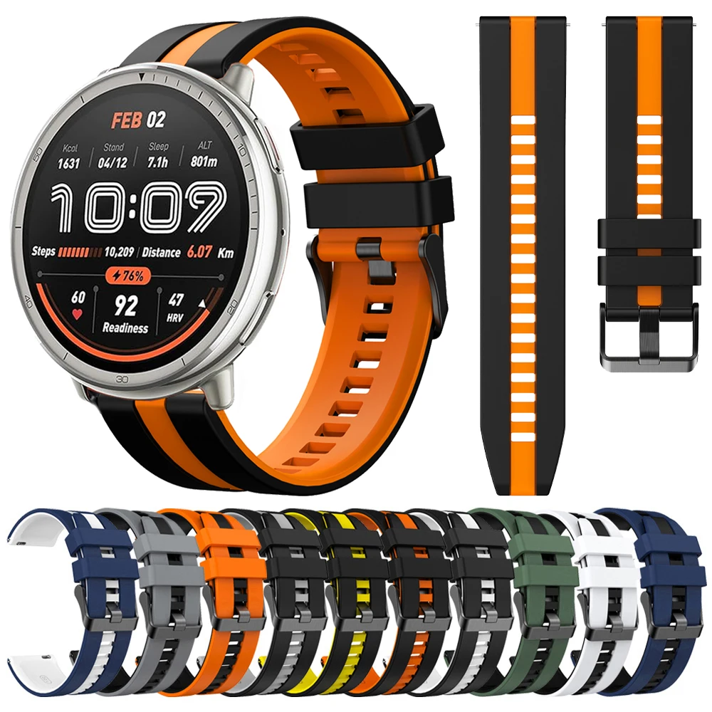 Силиконовый ремешок 22 мм 20 мм для Huami Amazfit Active 2 44 мм, спортивные браслеты Amazfit GTS 4 2 mini/GTR 4 2 3Pro/Bip 6/GTS 3 2e