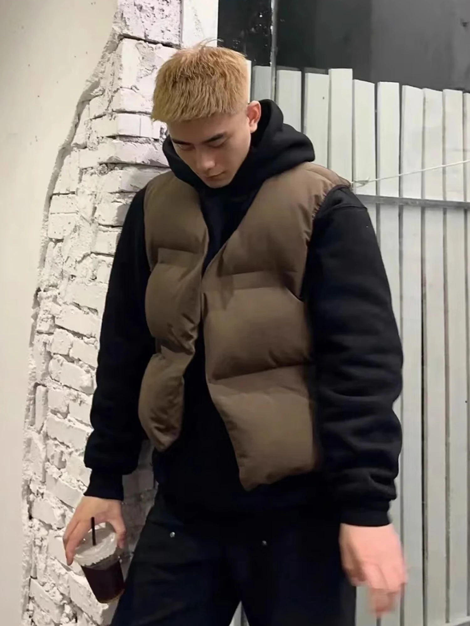 

Kanye American High Street двусторонний хлопковый жилет Thi, теплая мужская сезонная одежда на весну и осень, свободная посадка, молодежный тренд