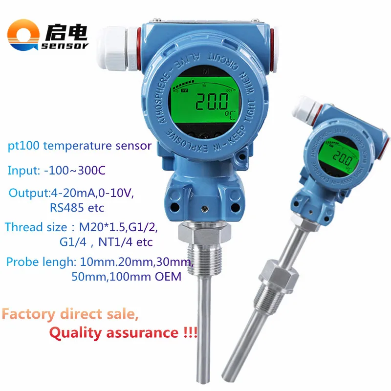 

China Factory sale 4-20ma RS485 Temperature Sensor High Temperature Measuring Sensor Pt100 temperature Transmitter