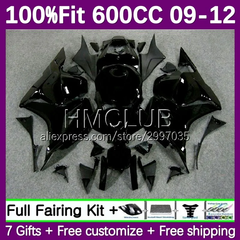 Glossy Black Fairing For HONDA CBR600RR CBR 600CC 600RR 2009 2010 2011 2012 7No.0 CBR600 CBR 600 RR CC F5 09 10 11 12 Injection