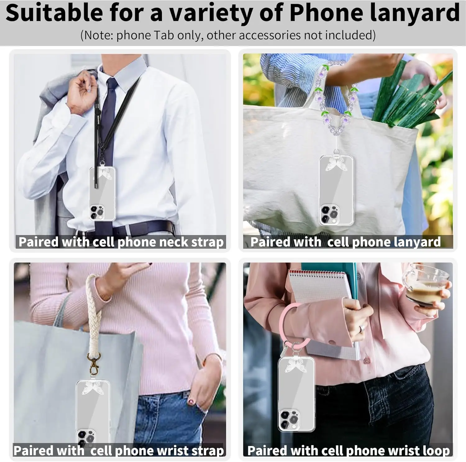 Butterfly Stainless Steel Phone Lanyard Patch Ultra Thin Durable Anti-Lost Hanging Rope Cards Tether Tabs Safety Connect Piece