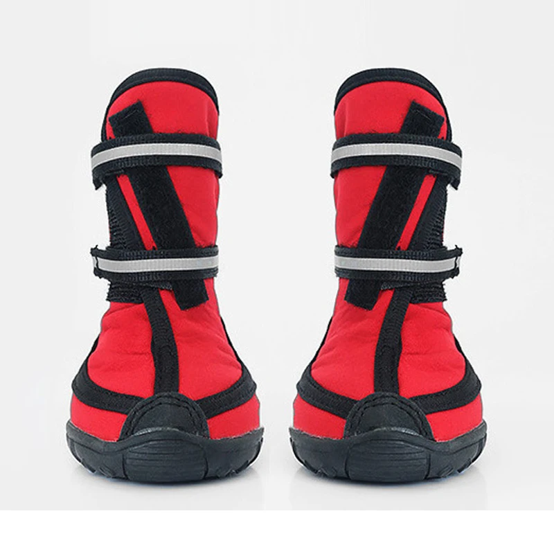 4pcs/set Waterproof Anti-slip Dog Shoes For Large Dogs Winter Shoe For Dog Husky Shoes Dog Paw Protectors Warm Dog Boots Red