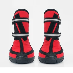 4pcs/set Waterproof Anti-slip Dog Shoes For Large Dogs Winter Shoe For Dog Husky Shoes Dog Paw Protectors Warm Dog Boots Red