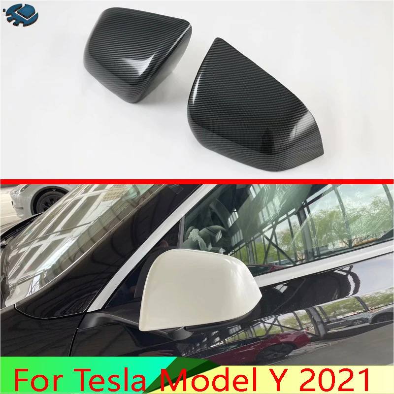 

For Tesla Model Y 2021 Car Accessories ABS Chrome Door Side Mirror Cover Trim Rear View Cap Overlay Molding Garnish