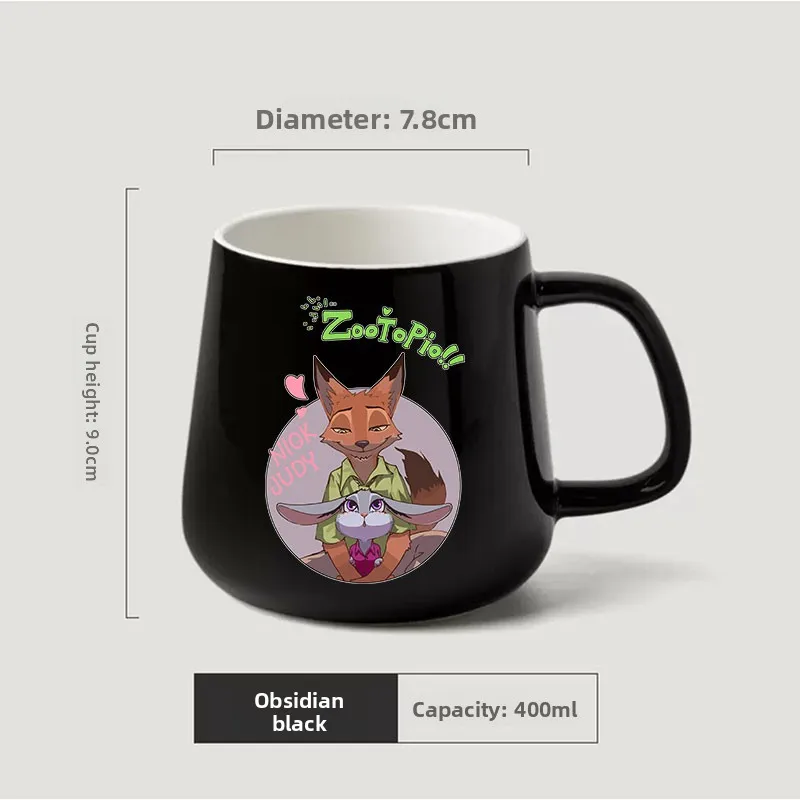 400 مللي ديزني Zootopia أكواب السيراميك أكواب القهوة زوجين كوب الشاي بالحليب الحديثة أسلوب بسيط دقيق الشوفان الإفطار القدح درينكوير المطبخ #5