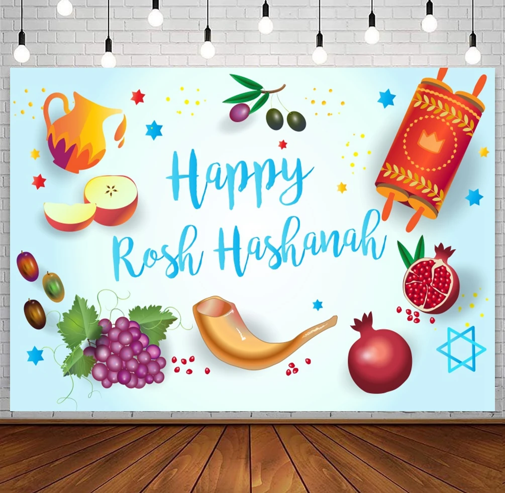 Rosh Hashanah Photography Backdrop Jewish New Year Happy Hanukkah Festival Party Honey Bible Candle Background Photo Studio Prop