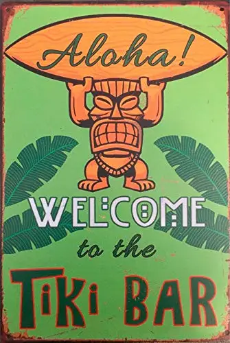 Aloha Tiki Bar Tin Metal Sign Man Cave New Garage ;
