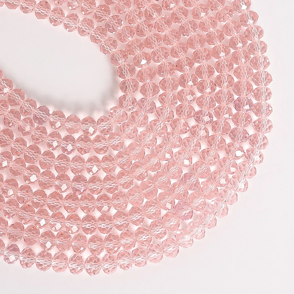 Multi-Faceted Glass Beads 4mm 6mm 8mm Sparkling Near-Spherical Design Crisp Facets Pink Bulk Loose Beads for Jewelry DIY