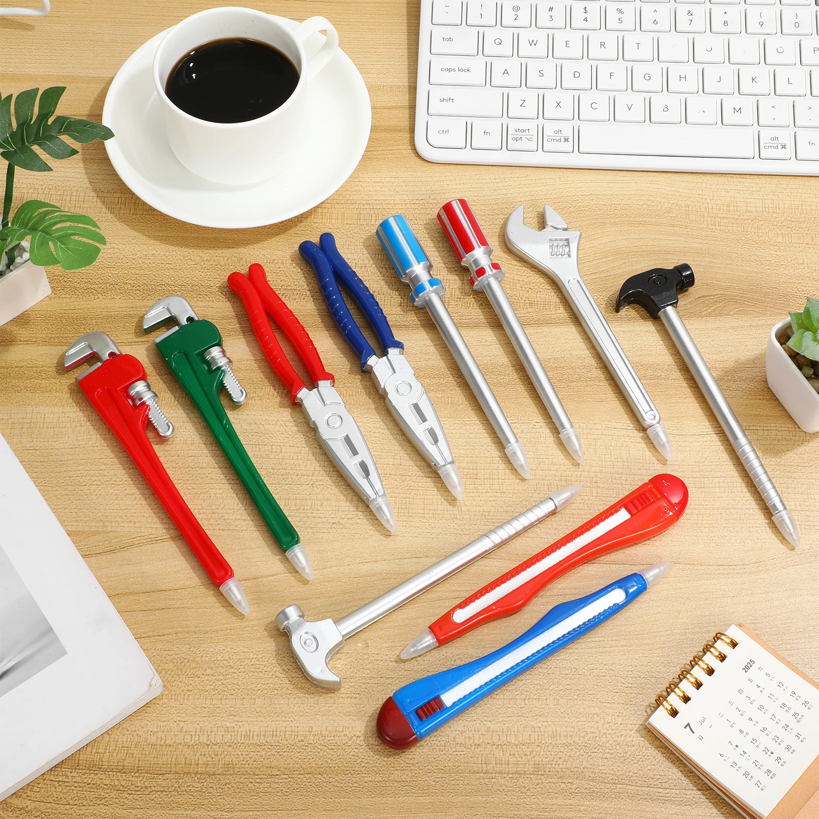 

11pcs Ballpoint Pens Novelty Tool Design Smooth Writing Comfortable Grip Magnetic Dots Office Supplies Assorted Colors