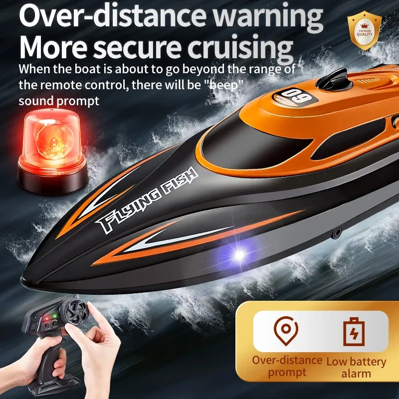 RC Boat, 2.4GHz RC Boats For Pool And Lakes, Boat Bath Toys, 25km/h High Speed Ultra-distance control LED Light Speedboat