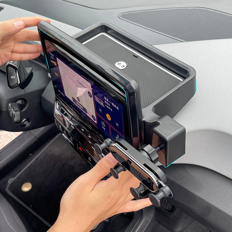 

Car Mobile Phone Screen Bracket Storage Box Black Central Control Display Screen Bracket Base Accessories for Volkswagen ID.3