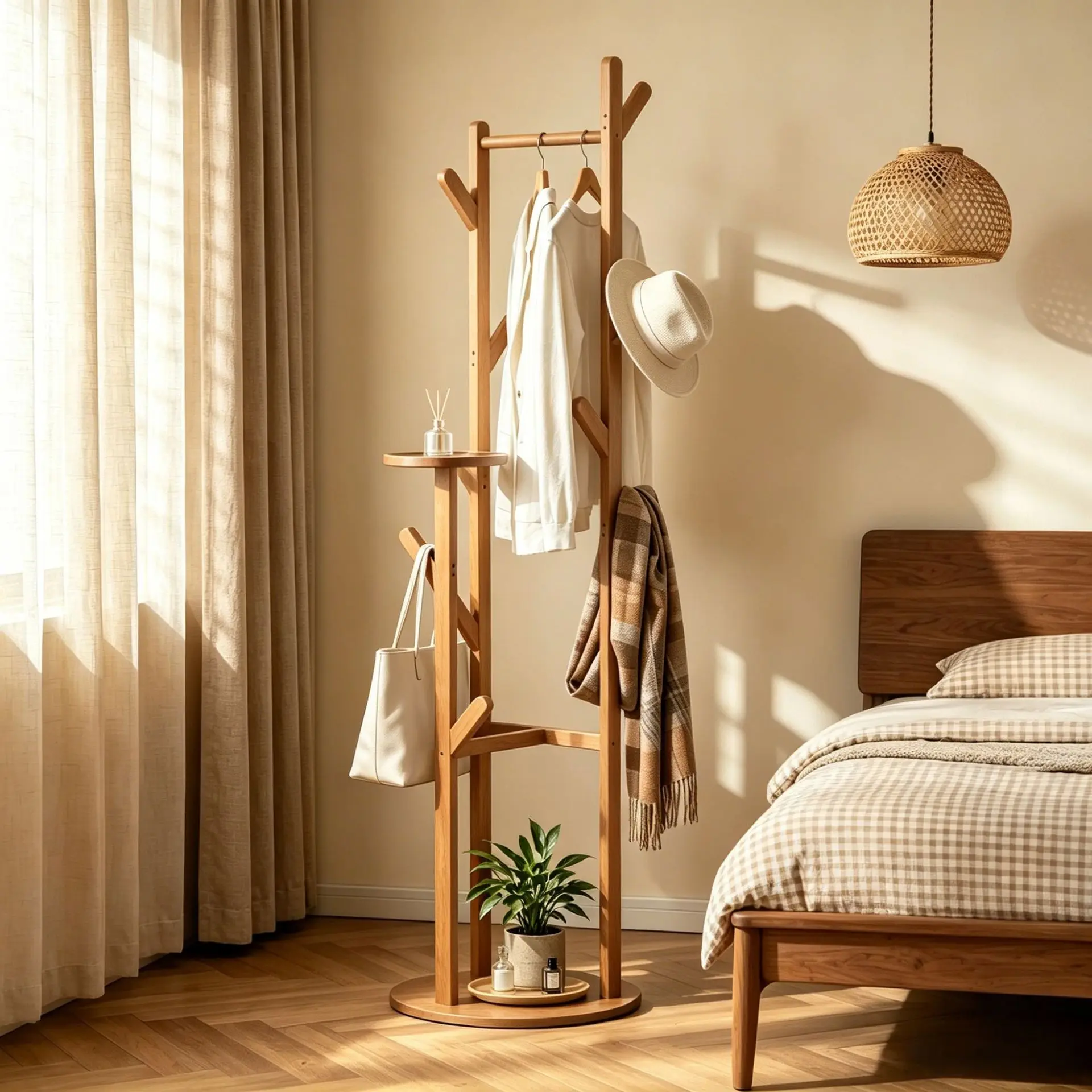 Multifunctional coat rack Floor-to-ceiling hanger Home indoor living room Office simple bag rack Bedroom rack