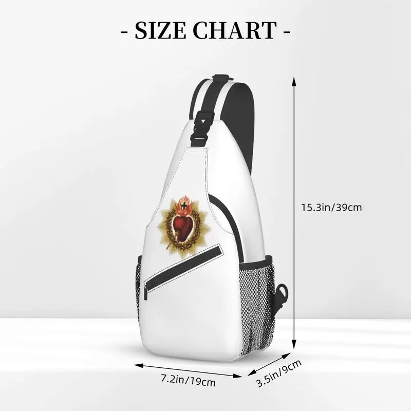 Mochila cruzada con Honda del Sagrado Corazón de Jesús para hombres, bolso de pecho de hombro de fe cristiana católica para senderismo, moda