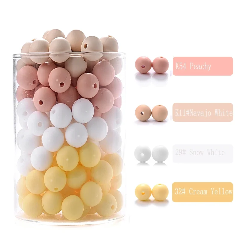 100pcs 12mm Silicone Beads Baby Teething Beads Pacifier Chain Teething Toy BPA Free Chewable Beads Teether DIY Accessories