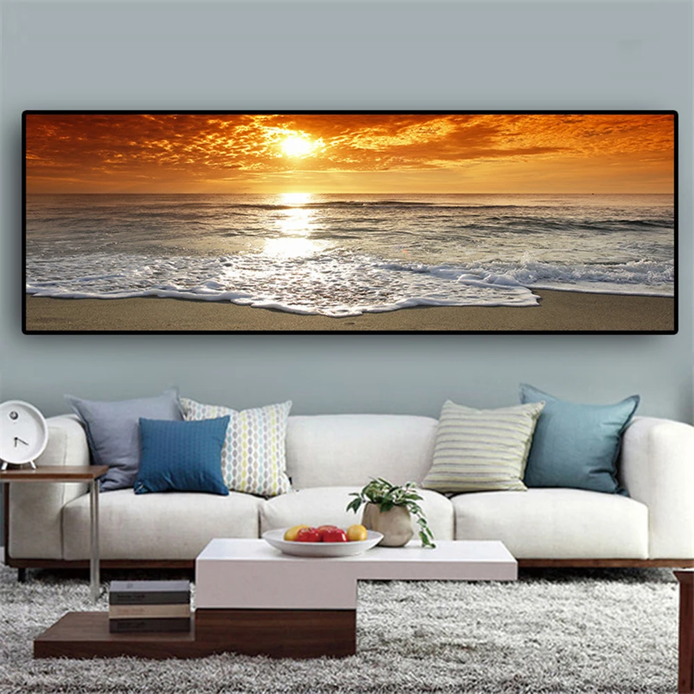 

Beach Sunset Wall Art Posters Large Landscape Painting Print Nordic Wall Decoration Picture For Home Bedroom Decoration Parts