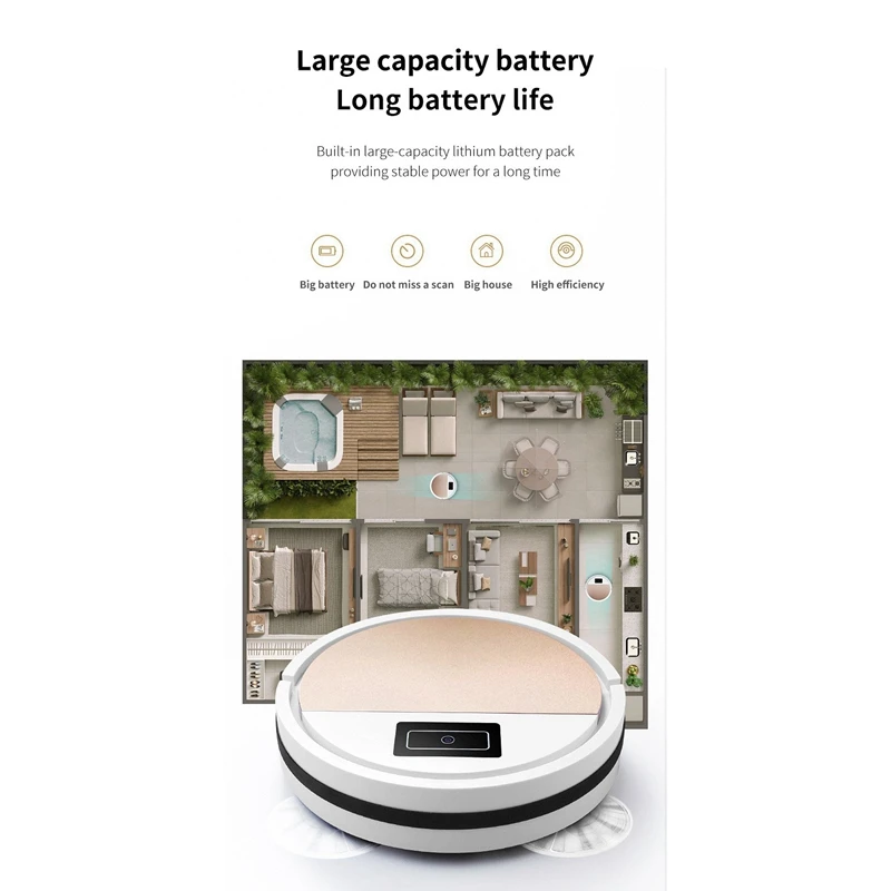 Aspirador sem fio Robô, Varrer e esfregar, Limpeza Doméstica, Vassoura do tapete do assoalho, Coletor de poeira