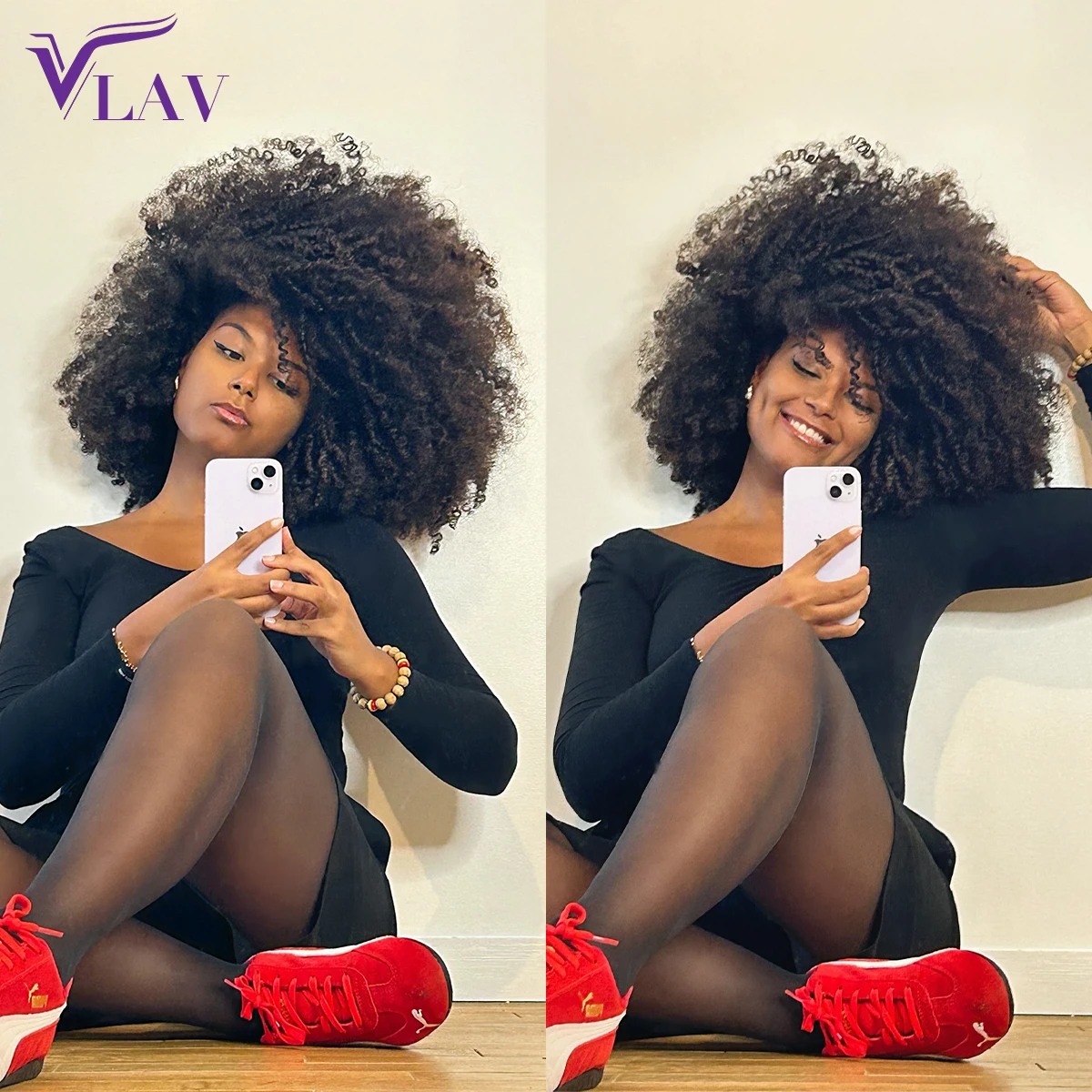 400 High Density Human Hair Wig Afro Kinky Curly 360/13×6/13×4 HD Transparent L… - Image 4
