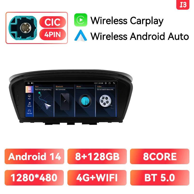 Draadloze Carplay Andorid 14 Auto Auto Radio Voor Bmw 5 Serie E60 E61 E63 E64 E90 E91 E92 Cc Cic Multimedia Gps 4G Wifi 128G Navi
