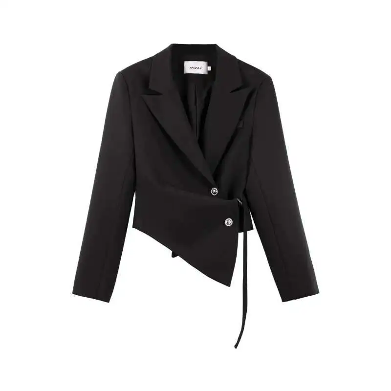 BJTZ سترة قصيرة غير رسمية متعددة الاستخدامات للربيع للنساء 2025 ملابس نسائية جديدة غير منتظمة