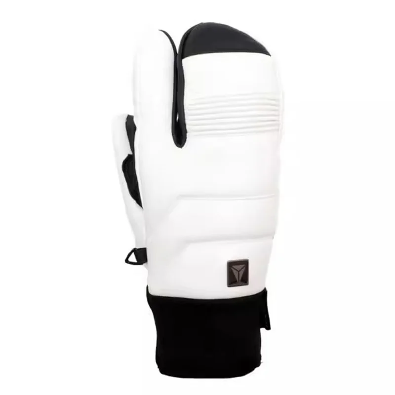 LTVT 2025 3-Finger Ski Mittens Genuine Leather Waterproof Gloves with GORE-TEX & Primaloft Warm Winter Snowboard Mittens