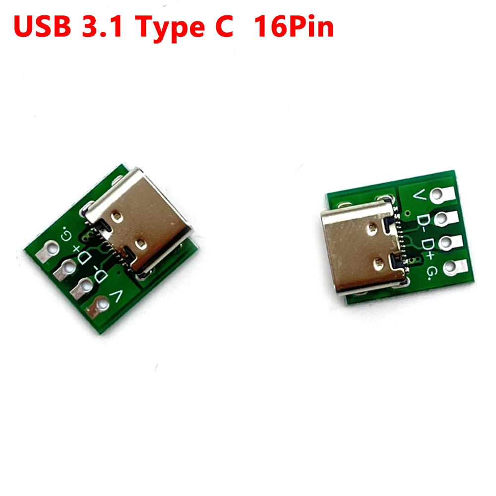 1-10Pcs USB 3.1 Type C Connector 16 Pin Test PCB Board Adapter 16P Connector Socket For Data Line Wire Cable Transfer