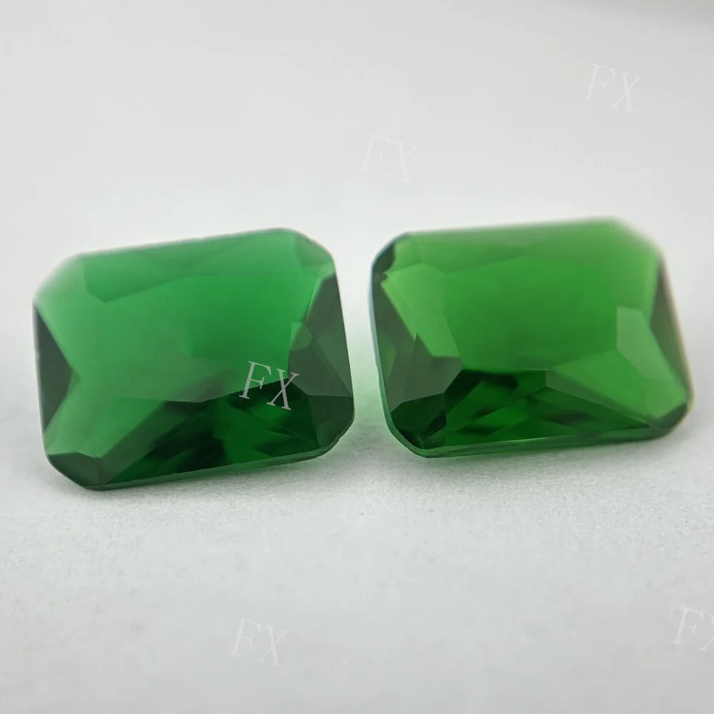 Octangle Shape  Yellow Green  Glass Synthetic Gems Loose Stone 2x4~10x14mm For Jewelry Material Make Stone Princess Cut