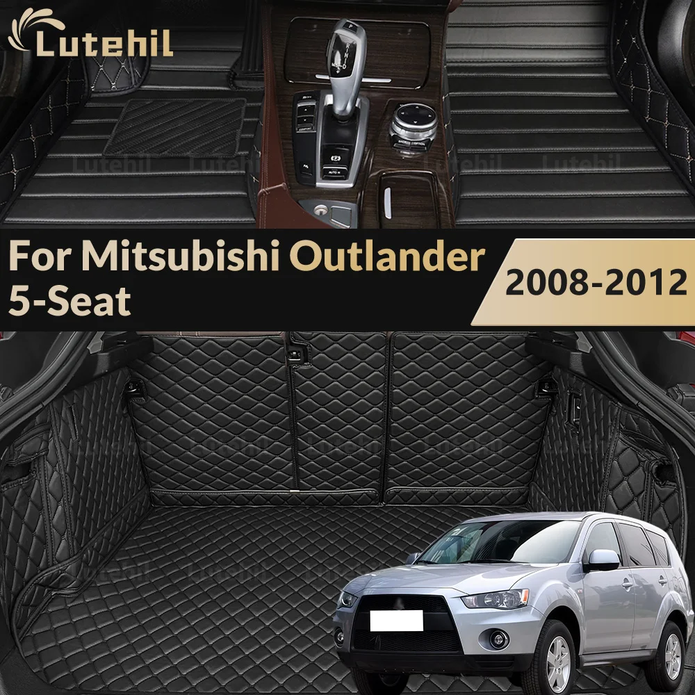 Car Floor Mats For Mitsubishi Outlander (5-Seat) 2008-2012 Trunk mat Cargo Liner Protection Custom Floor Liners Accessories
