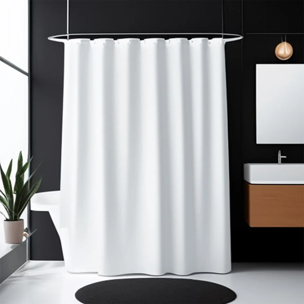 white pattern polyester material shower curtain waterproof cloth bathroom partition bathroom water-blocking decorative curtain