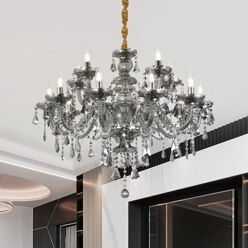 European Retro Living Room Led Crystal Chandelier Home Decoration Living Room Dining Room Bedroom Villa Staircase Room Lighting
