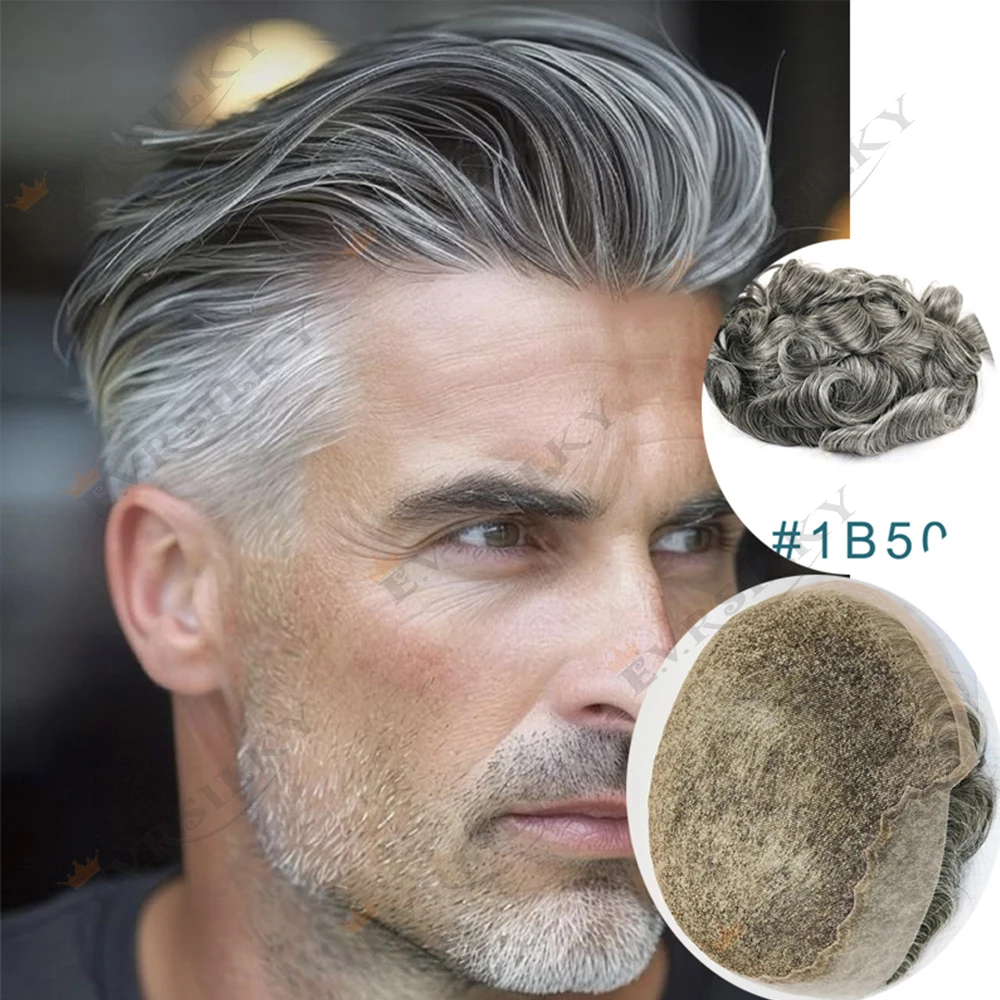 

Незаметный светло-коричневый блонд # Мужской парик 18 Q6 с натуральной линией роста волос, швейцарский кружевной и полиуретановый основой, оттенки 1B50, 1B80, с осветленными узлами, серые волосы, Prosth.