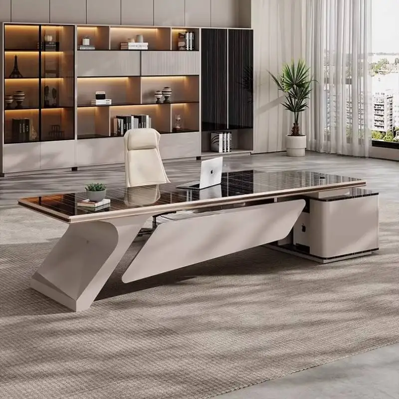 Nordic Style Office Desk Decoration Designer Storage Modern Computer Desks L Shape White Drawers Scrivania Work Station Table