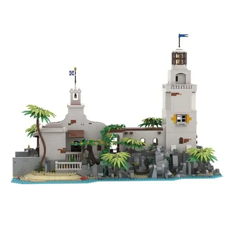 MOC-170153 Eerste Toren Santa Maria Puerto Licht Street View Eiland Haven Stad Bouwsteen Speelgoed 4997 Stuks Diy Kerstcadeaus