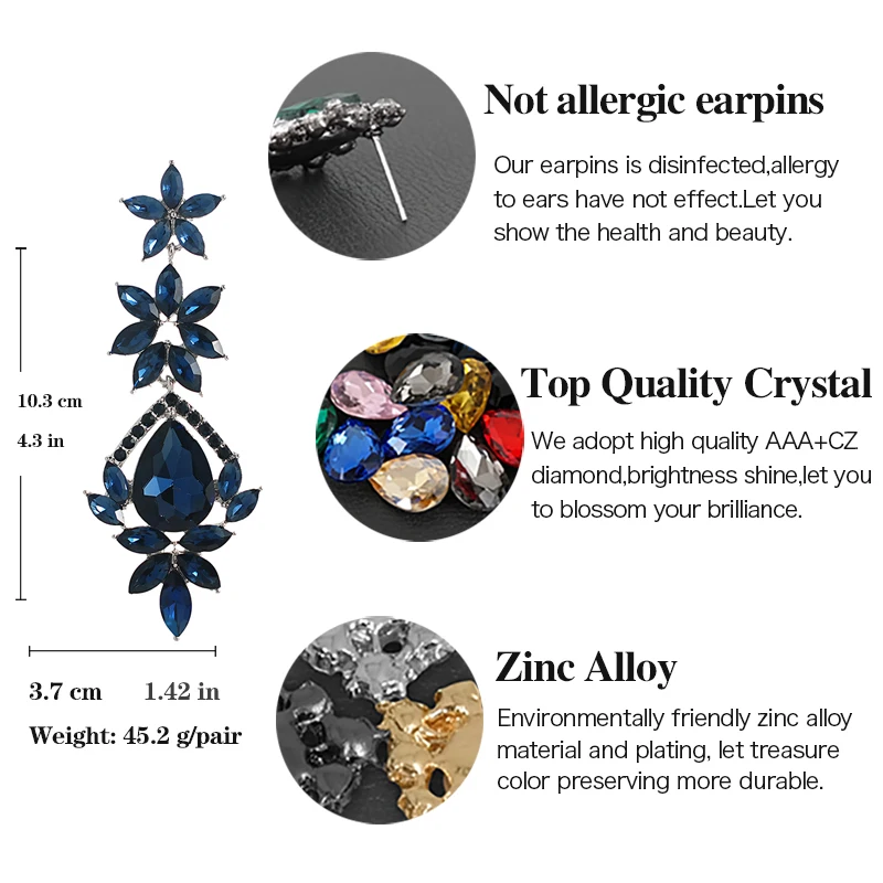VEYO Long Rhinestone Crystal Drop Earrings Luxury Big Earrings for Women Fashion Jewelry New Gift